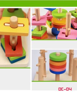 Đồ chơi thả hình học 5 trụ DC-04 gỗ thông minh