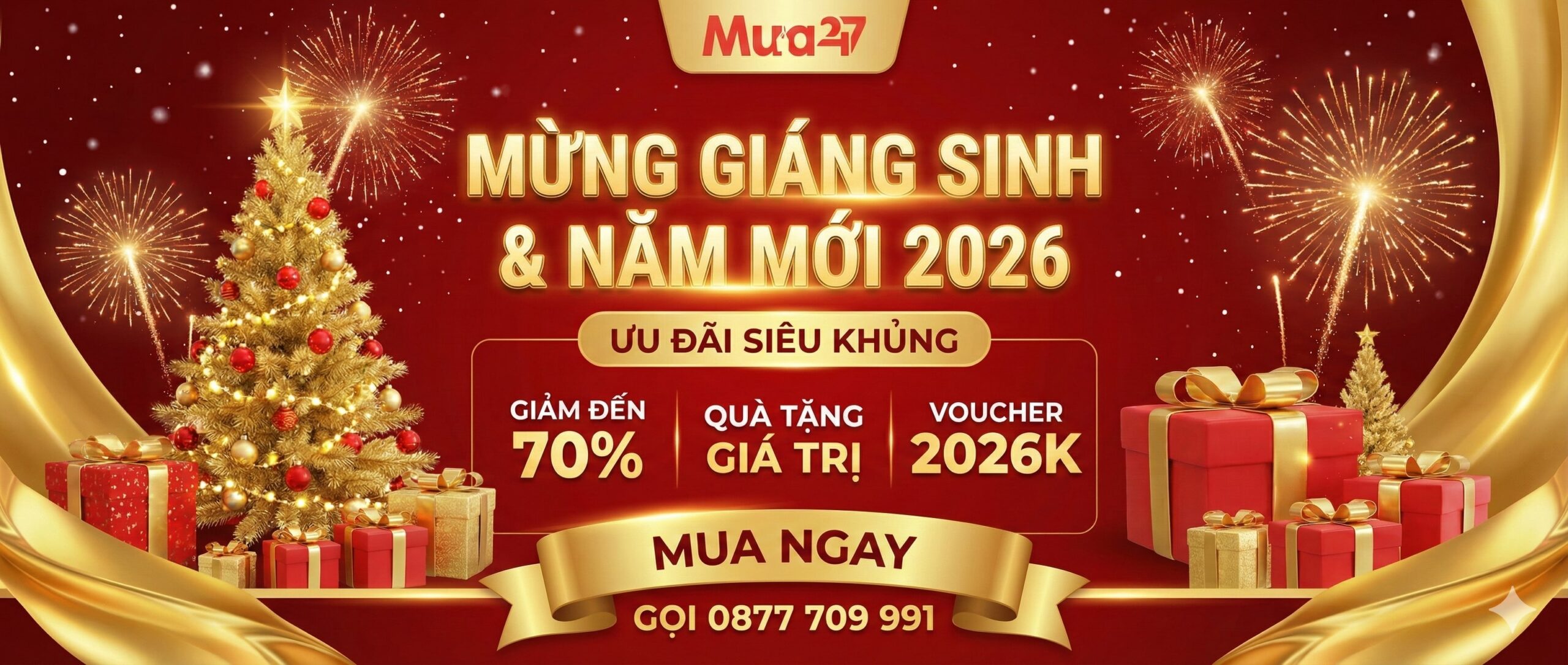 banner giáng sinh và năm mới 2026